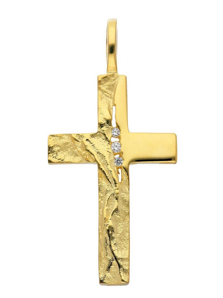 Adelia´s Kettenanhänger 333 Gold Kreuz Anhänger, mit Zirkonia Goldschmuck für Damen & Herren von Adelia´s