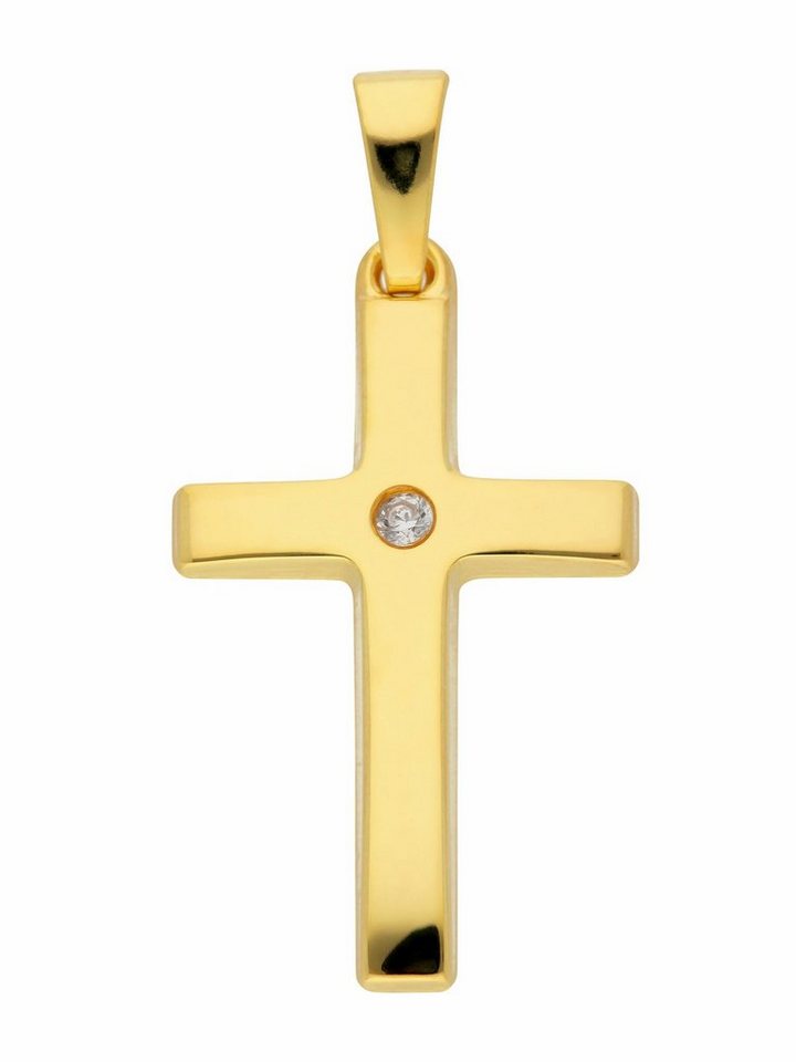 Adelia´s Kettenanhänger 333 Gold Kreuz Anhänger mit Zirkonia, mit Zirkonia Goldschmuck für Damen & Herren von Adelia´s