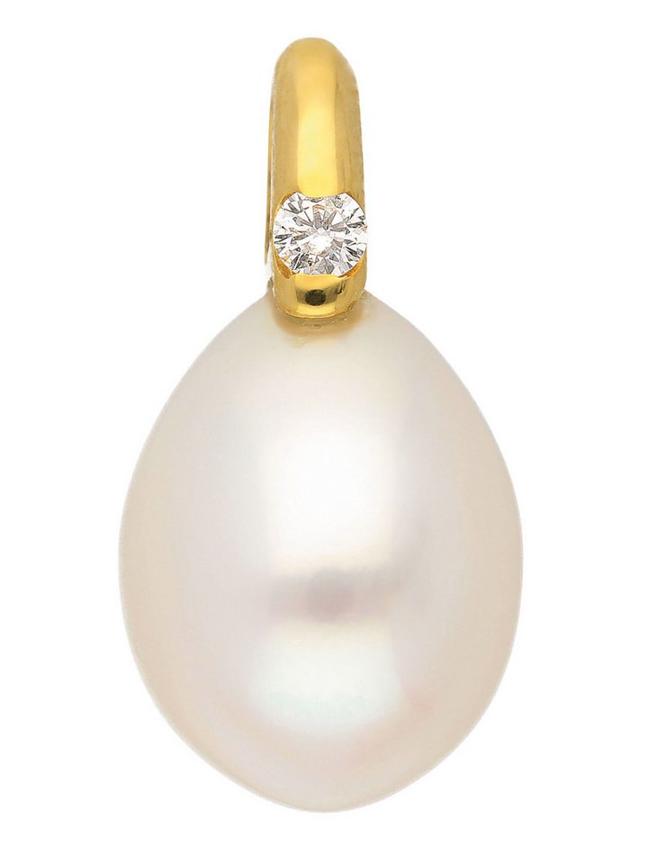 Adelia´s Kettenanhänger 585 Gold Anhänger, mit Diamant und Süßwasserperle Goldschmuck für Damen von Adelia´s
