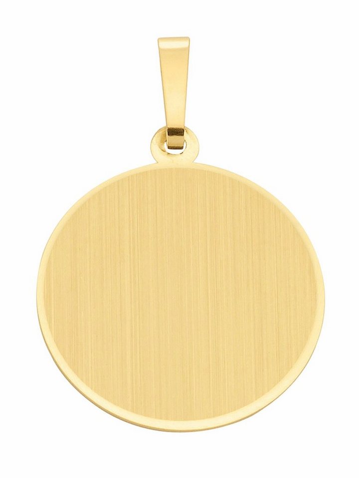 Adelia´s Kettenanhänger 585 Gold Gravurplatte Anhänger Ø 19,1 mm, 585 Gold Goldschmuck für Damen von Adelia´s