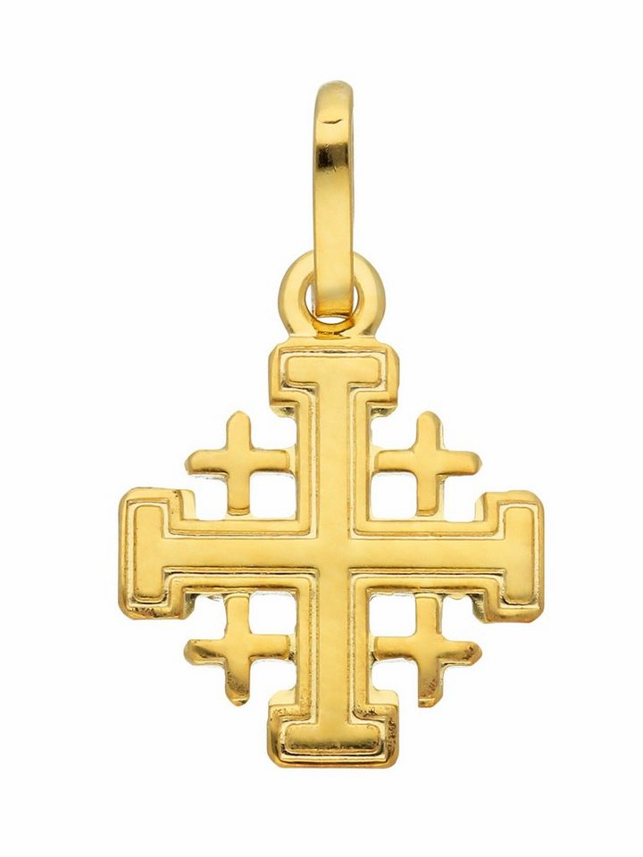 Adelia´s Kettenanhänger 585 Gold Kreuz Anhänger Jerusalem, Goldschmuck für Damen & Herren von Adelia´s