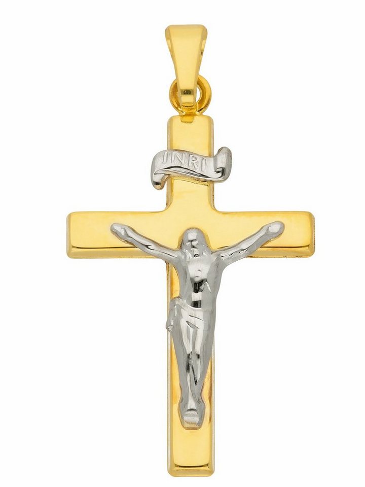 Adelia´s Kettenanhänger 585 Gold Kreuz Anhänger Korpus, Goldschmuck für Damen & Herren von Adelia´s