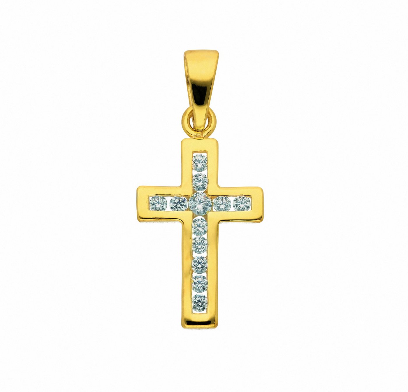 Adelia´s Kettenanhänger 585 Gold Kreuz Anhänger mit Zirkonia, mit Zirkonia Goldschmuck für Damen & Herren von Adelia´s