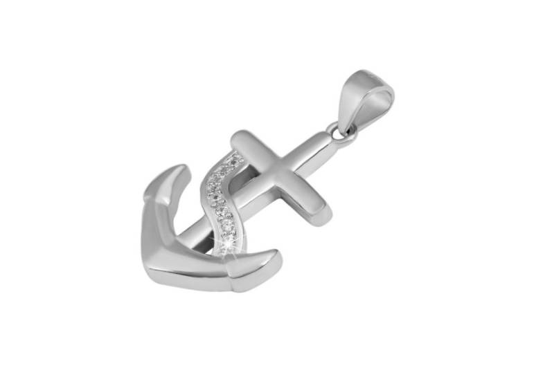 Adelia´s Kettenanhänger Damen Anhänger Anker aus 925 Silber mit Zirkonia von Adelia´s