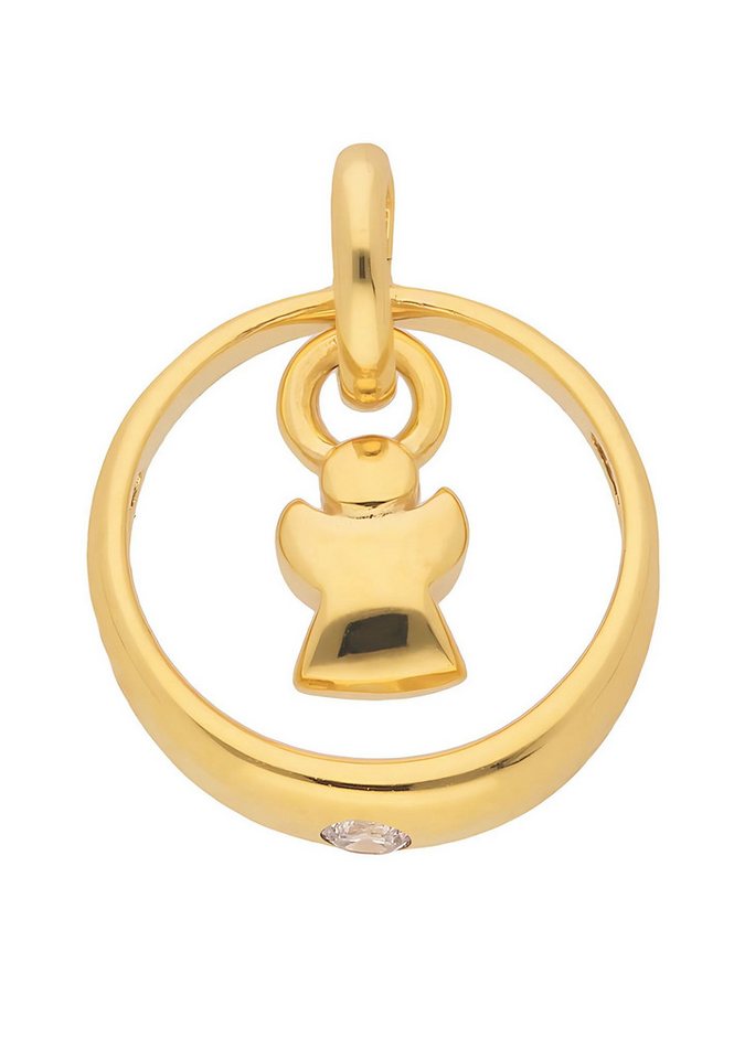 Adelia´s Kettenanhänger Damen 333 Gold Anhänger Engel mit Zirkonia Ø 11,6 mm, mit Zirkonia für Damen von Adelia´s