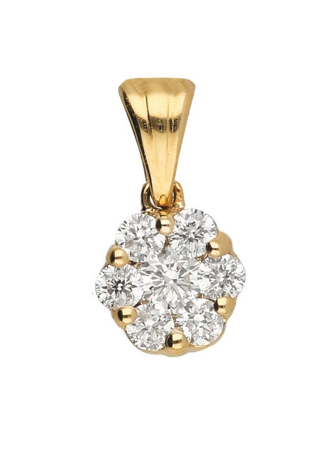 Adelia´s Kettenanhänger Damen 585 Gold Anhänger mit Diamant Brillant Ø 4,5 mm, mit Diamant / Brillant für Damen von Adelia´s