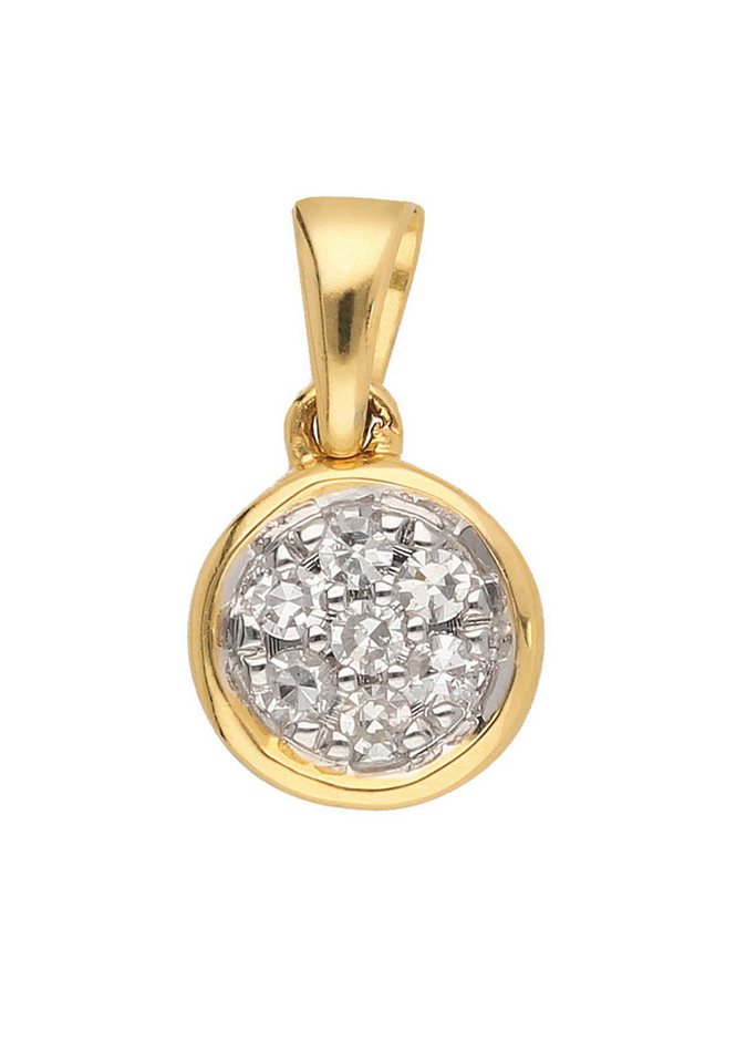 Adelia´s Kettenanhänger Damen 585 Gold Anhänger mit Diamant Ø 6 mm, mit Diamant für Damen von Adelia´s