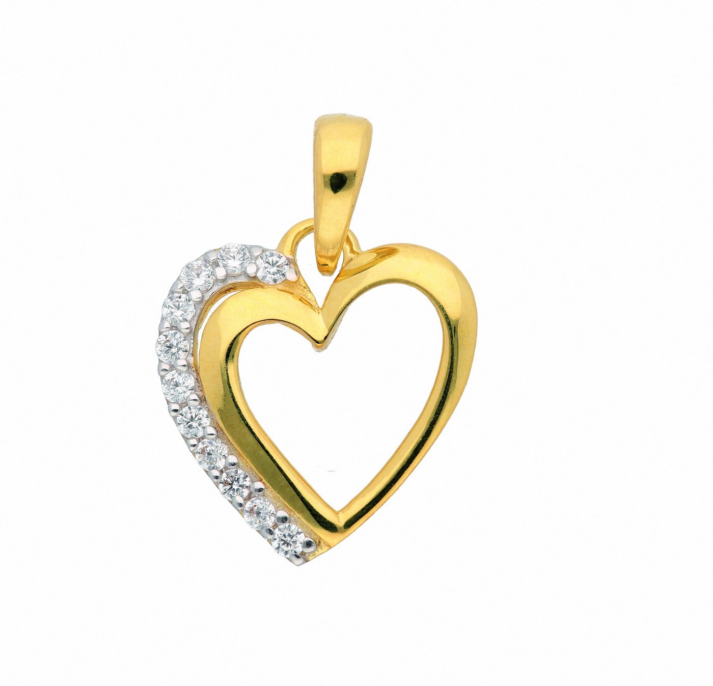 Adelia´s Kettenanhänger 333 Gold Anhänger Herz, mit Zirkonia Goldschmuck für Damen von Adelia´s