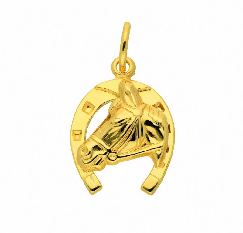 Adelia´s Kettenanhänger Damen Goldschmuck 333 Gold Anhänger Pferdekopf im Hufeisen, 333 Gold Goldschmuck für Damen von Adelia´s