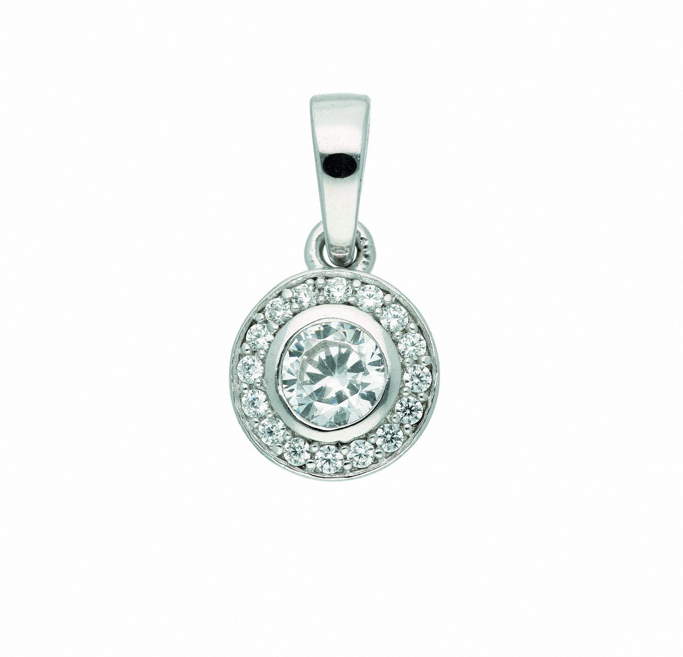 Adelia´s Kettenanhänger Damen Silberschmuck 925 Silber Anhänger mit Zirkonia Ø 7,4 mm, Silberschmuck für Damen von Adelia´s