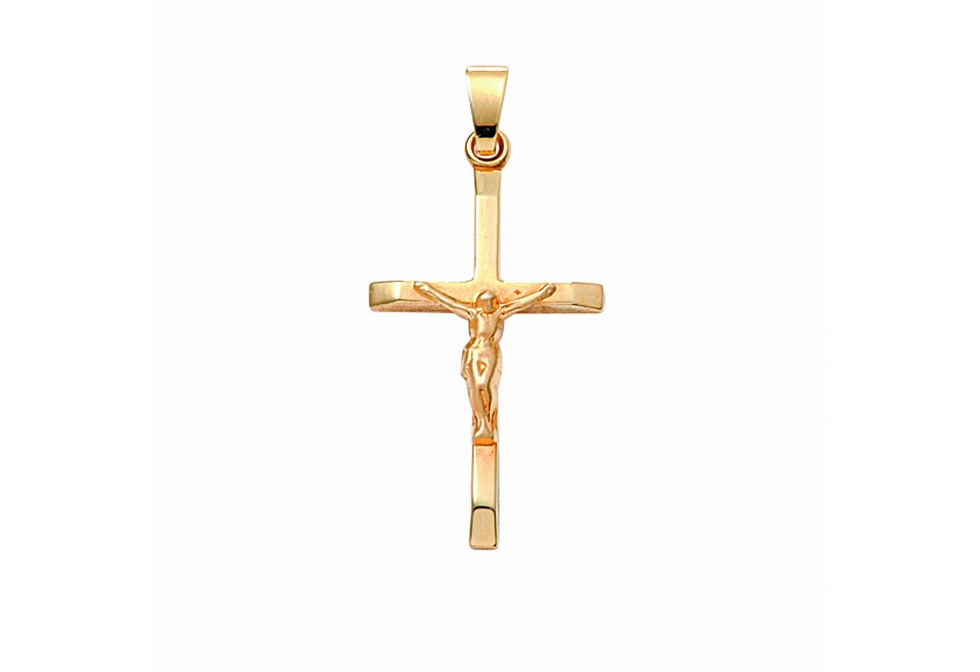 Adelia´s Kreuzkette Halskette - Kreuzkette mit Kreuz Anhänger Korpus aus 585 Gold, Schmuckset mit bis 45 cm stufenlos verstellbarer 925 Silber Halskette von Adelia´s