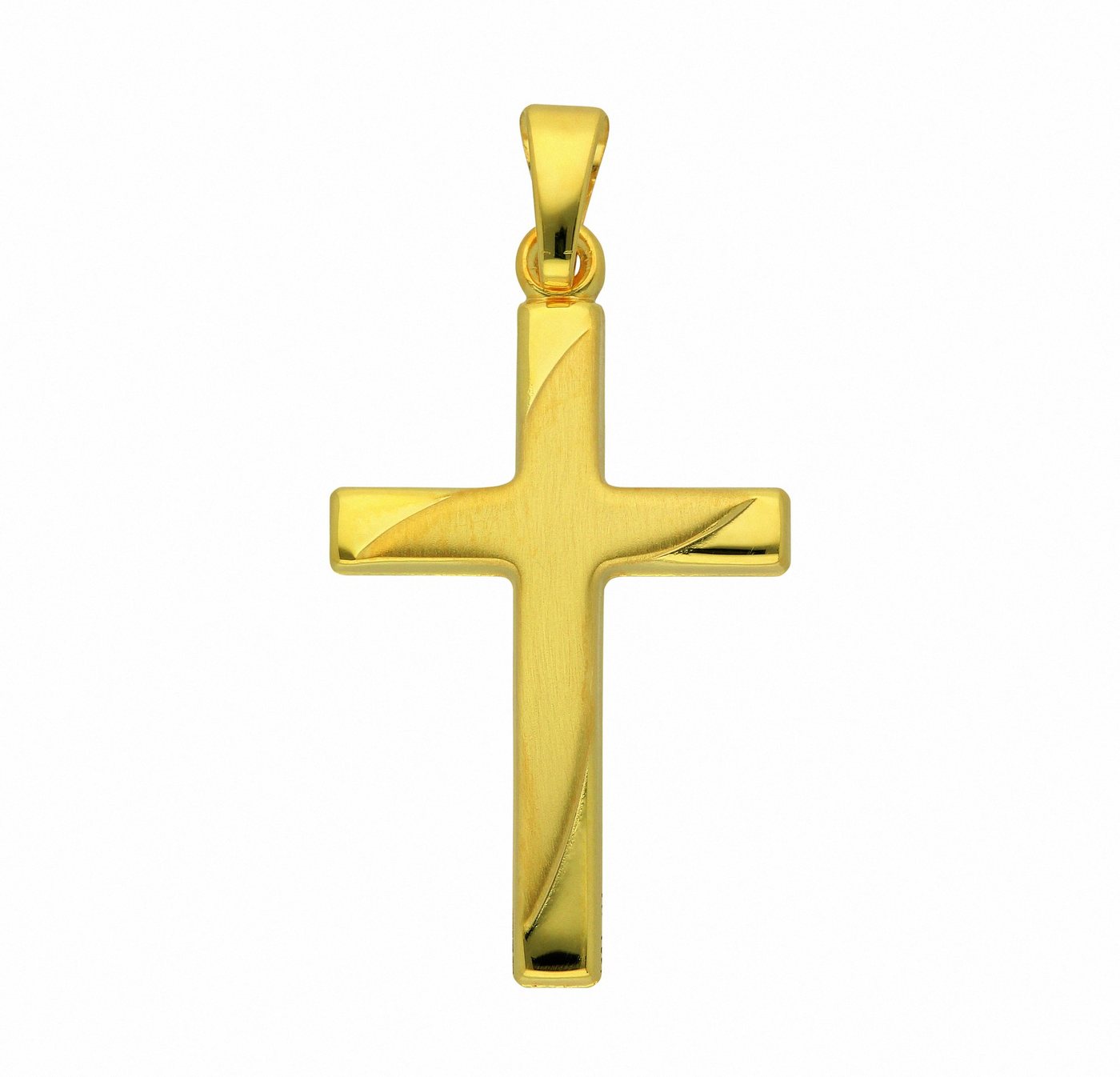 Adelia´s Kreuzkette Halskette - Kreuzkette mit Kreuz Anhänger aus 585 Gold, Schmuckset mit bis 45 cm stufenlos verstellbarer 925 Silber Halskette von Adelia´s