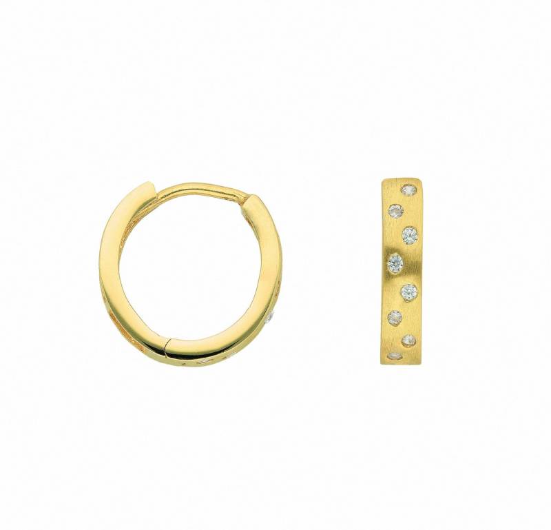 Adelia´s Paar Creolen Damen 585 Gold Ohrringe Creolen mit Zirkonia Ø 12,8 mm, mit Zirkonia Goldschmuck für Damen von Adelia´s
