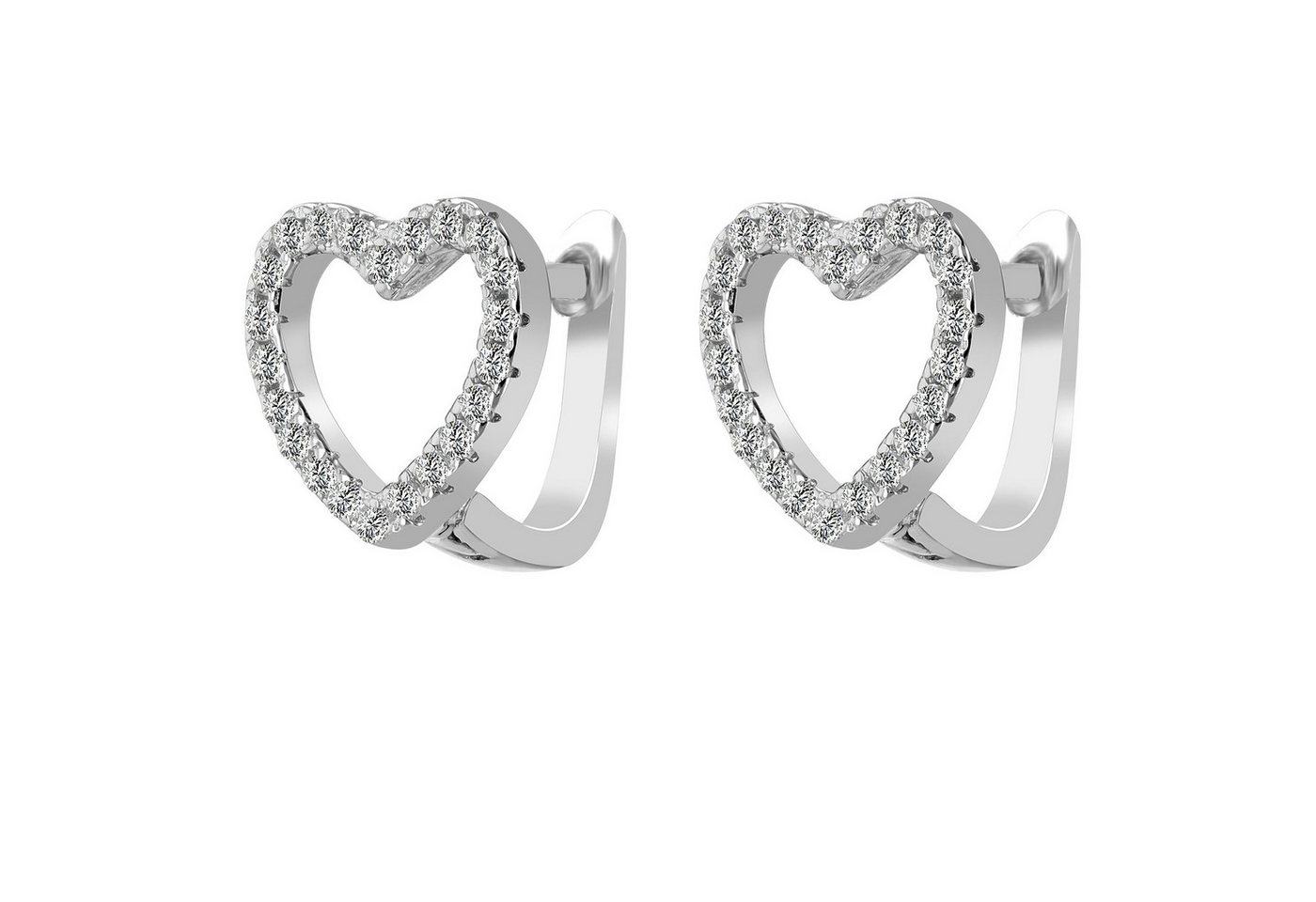 Adelia´s Paar Creolen Damen Creolen aus 925 Sterling Silber mit Herz und Zirkonia von Adelia´s