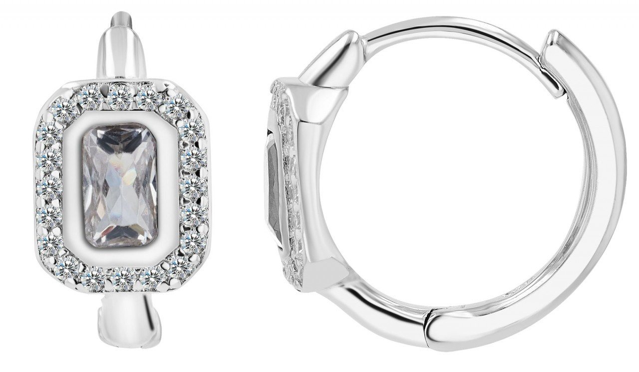 Adelia´s Paar Creolen Damen Creolen aus 925 Sterling Silber und Zirkonia Ø 11 mm von Adelia´s