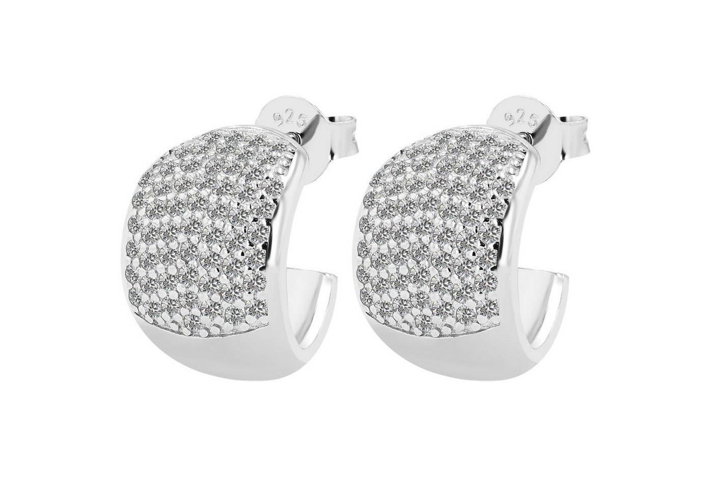 Adelia´s Paar Creolen Damen Creolen aus 925 Sterling Silber und Zirkonia Ø 5 mm von Adelia´s