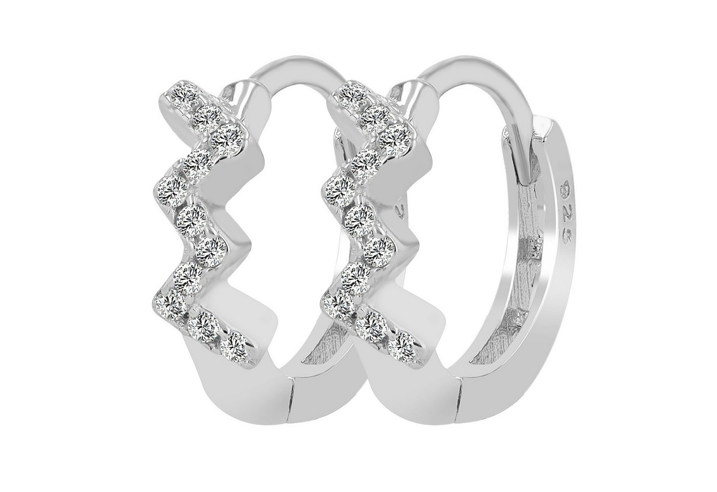 Adelia´s Paar Creolen Damen Creolen aus 925 Sterling Silber und Zirkonia Ø 5 mm von Adelia´s