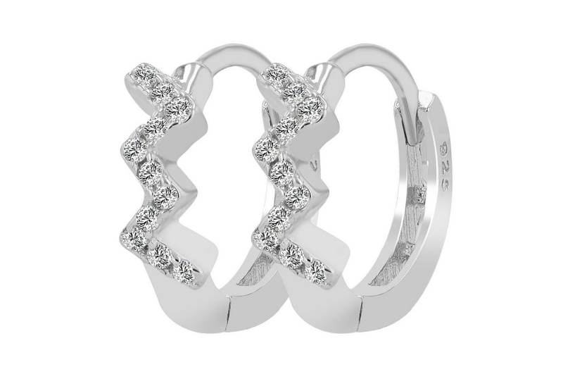 Adelia´s Paar Creolen Damen Creolen aus 925 Sterling Silber und Zirkonia Ø 5 mm von Adelia´s