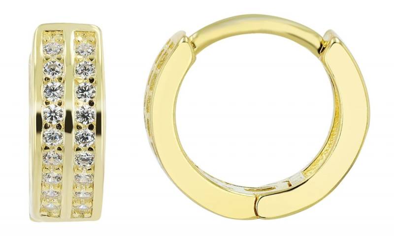 Adelia´s Paar Creolen Damen Creolen aus 925 Sterling Silber und Zirkonia Ø 8 mm von Adelia´s