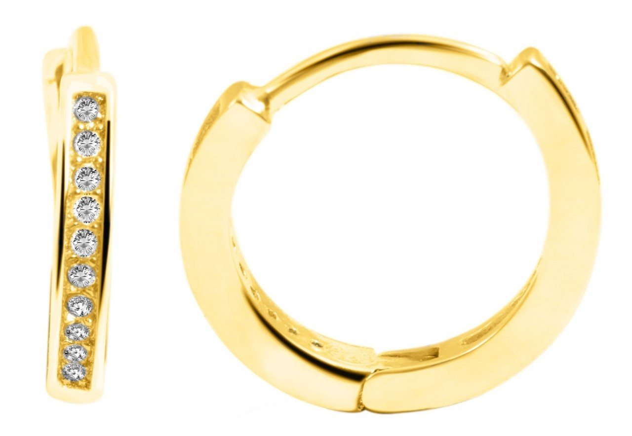 Adelia´s Paar Creolen Damen Creolen aus 925 Sterling Silber und Zirkonia Ø 9 mm von Adelia´s