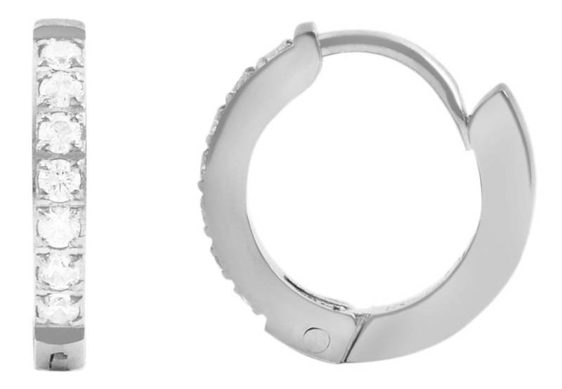 Adelia´s Paar Creolen Damen Creolen aus mattem Edelstahl und Strass Ø 9 mm von Adelia´s