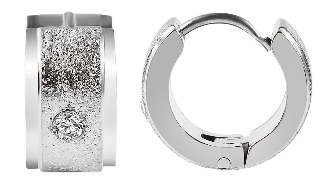 Adelia´s Paar Creolen Damen Creolen aus mattem Edelstahl und Strass Ø 9 mm von Adelia´s