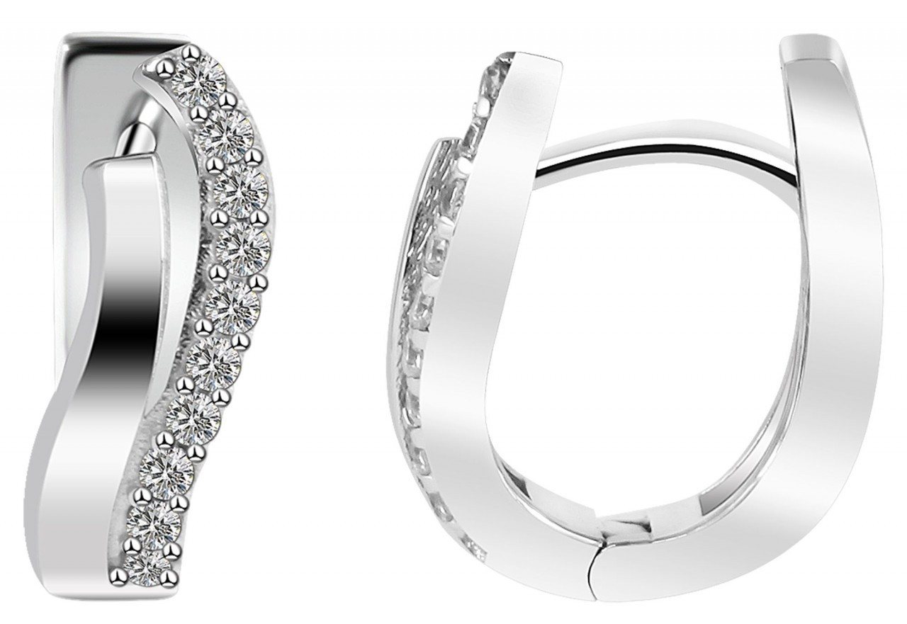 Adelia´s Paar Creolen Damen Creolen aus poliertem 925 Sterling Silber und Zirkonia von Adelia´s