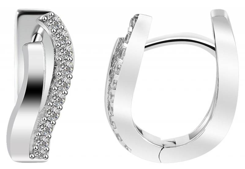 Adelia´s Paar Creolen Damen Creolen aus poliertem 925 Sterling Silber und Zirkonia von Adelia´s