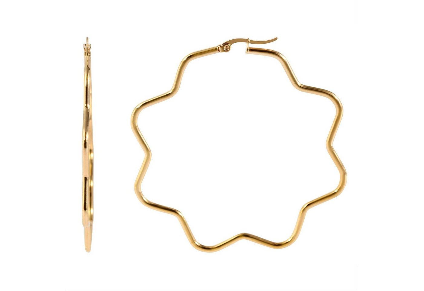 Adelia´s Paar Creolen Damen Creolen aus poliertem Edelstahl mit Blume - - Ø 65 mm von Adelia´s