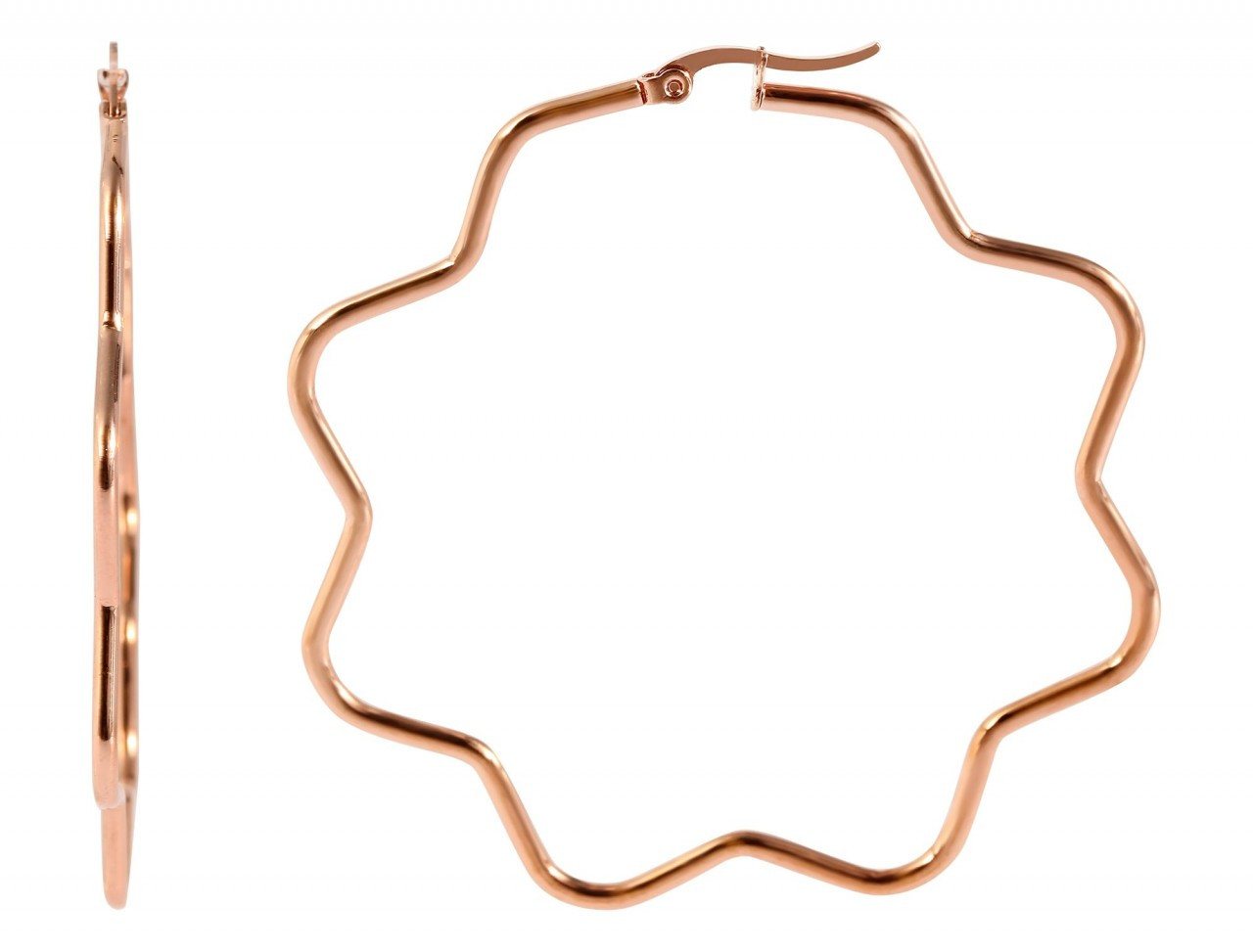 Adelia´s Paar Creolen Damen Creolen aus poliertem Edelstahl mit Blume - - Ø 65 mm von Adelia´s