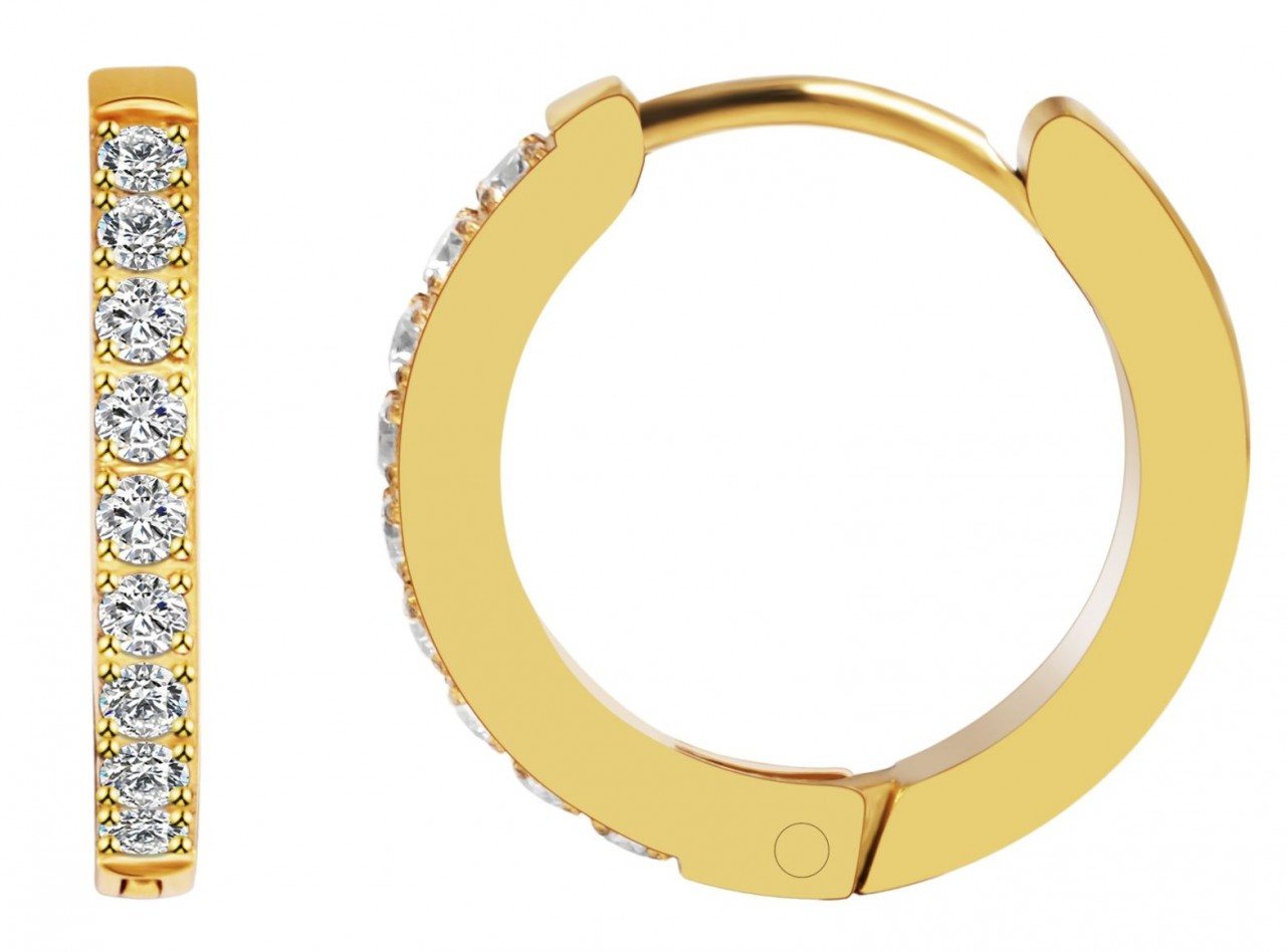 Adelia´s Paar Creolen Damen Creolen aus poliertem Edelstahl und Strass Ø 12 mm von Adelia´s