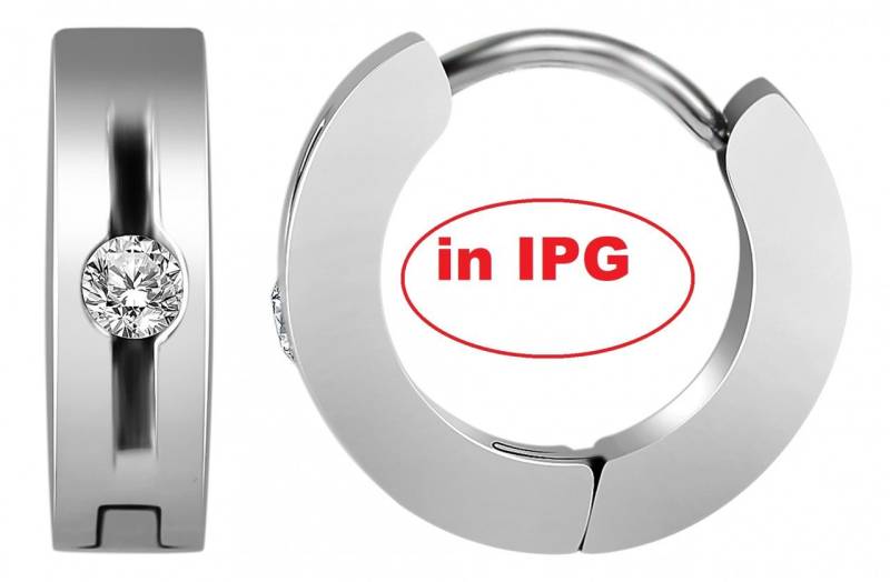 Adelia´s Paar Creolen Damen Creolen aus poliertem Edelstahl und Strass Ø 5 mm von Adelia´s