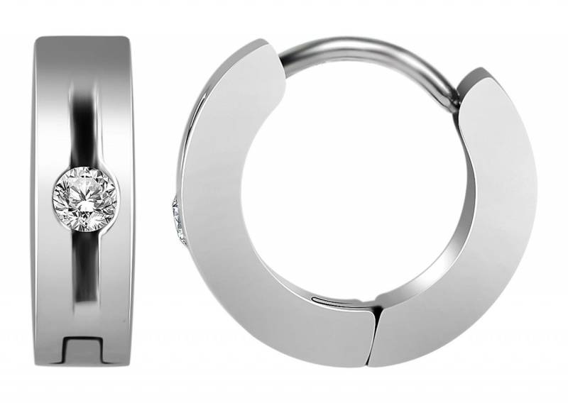 Adelia´s Paar Creolen Damen Creolen aus poliertem Edelstahl und Strass Ø 5 mm von Adelia´s