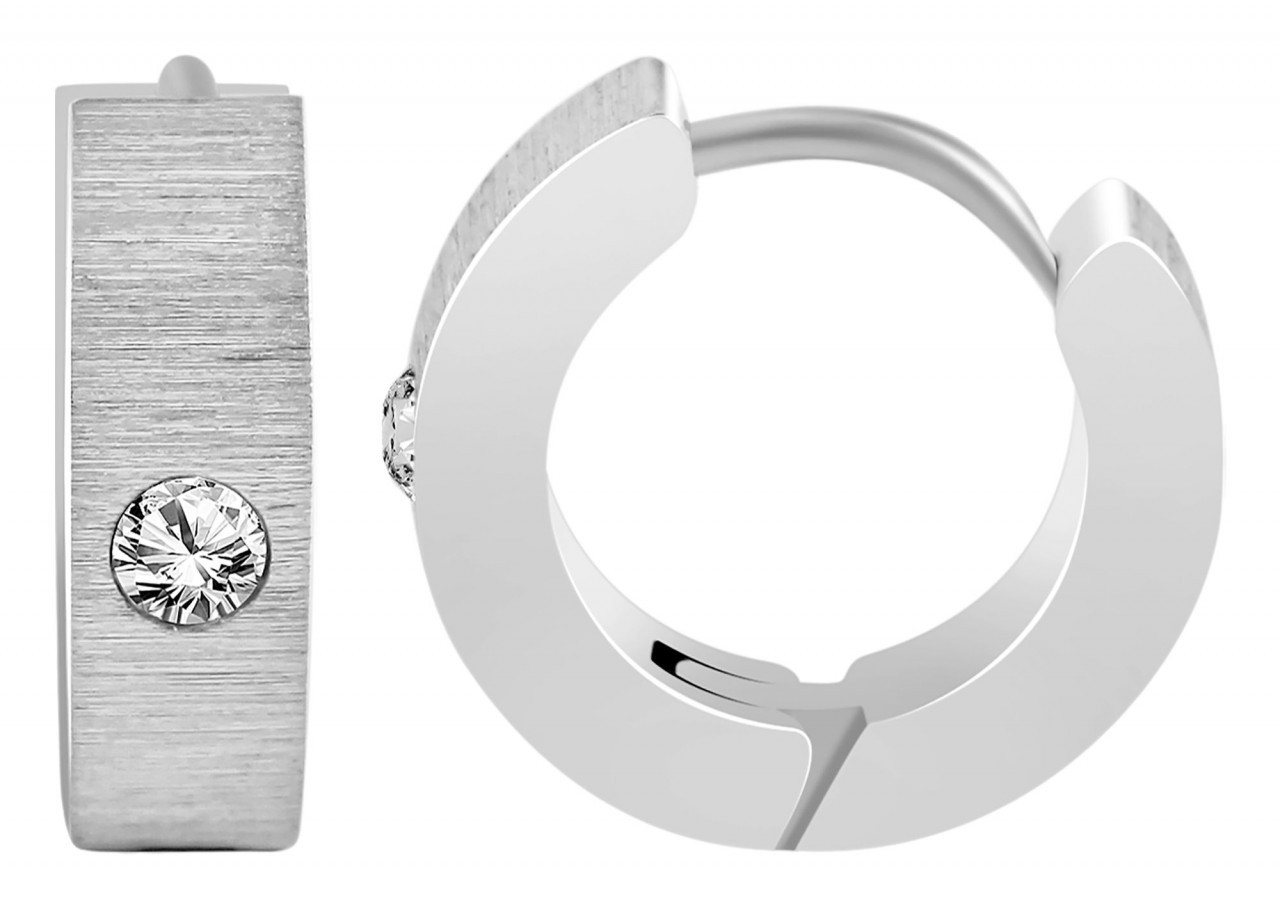 Adelia´s Paar Creolen Damen Creolen aus poliertem Edelstahl und Strass Ø 9 mm von Adelia´s