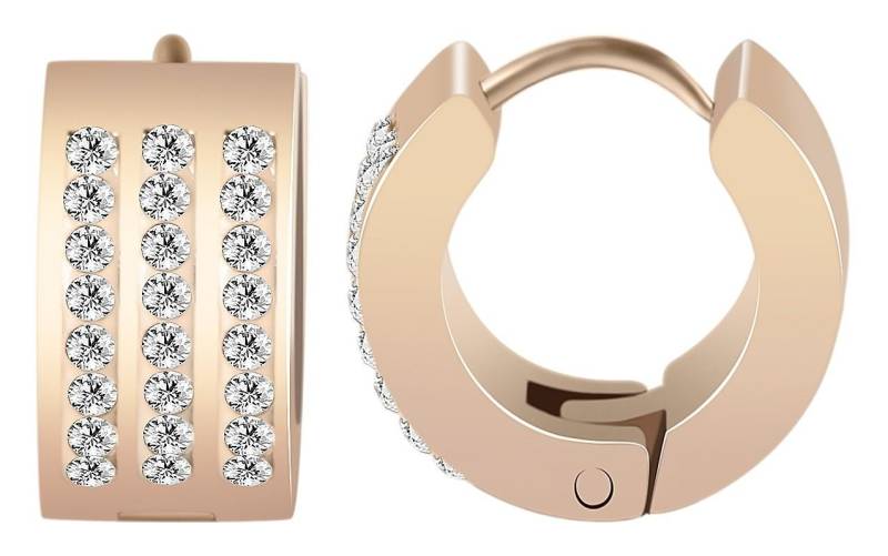 Adelia´s Paar Creolen Damen Creolen aus poliertem Edelstahl und Strass Ø 9 mm von Adelia´s