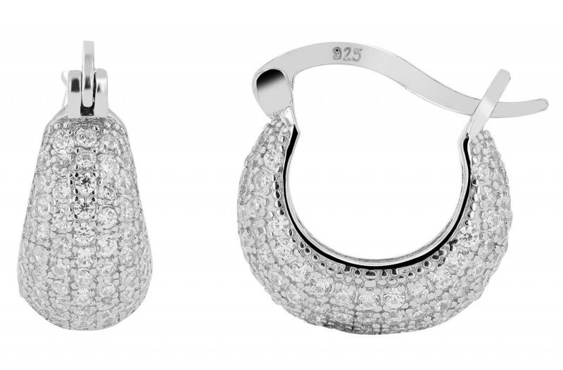 Adelia´s Paar Creolen Damen Creolen aus rhodiniertem 925 Sterling Silber und Zirkonia von Adelia´s