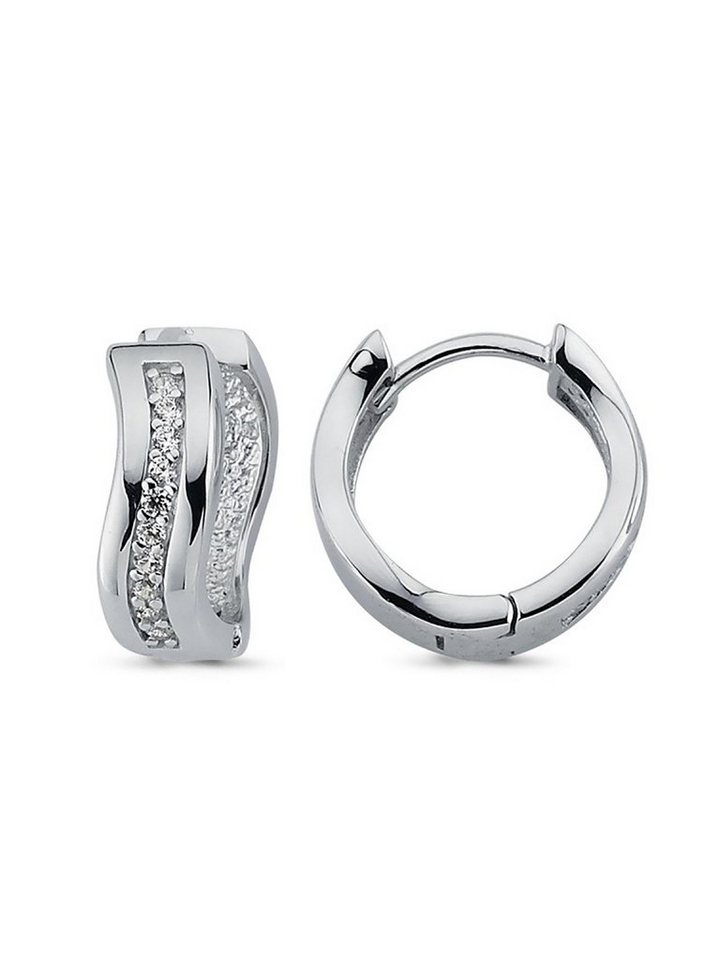 Adelia´s Paar Creolen Ohrringe 925 Sterling Silber Ohrringe - Creolen mit Zirkonia, 925 Silber poliert von Adelia´s