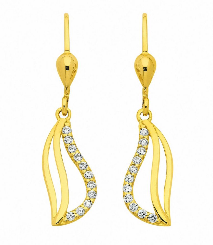 Adelia´s Paar Ohrhänger 1 Paar 333 Gold Ohrringe / Ohrhänger mit Zirkonia, 333 Gold mit Zirkonia Goldschmuck für Damen von Adelia´s