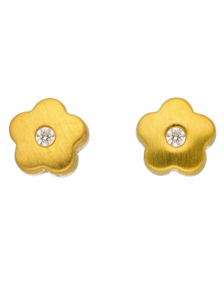 Adelia´s Paar Ohrhänger 1 Paar 333 Gold Ohrringe / Ohrstecker Blüte mit Zirkonia, 333 Gold mit Zirkonia Goldschmuck für Damen von Adelia´s