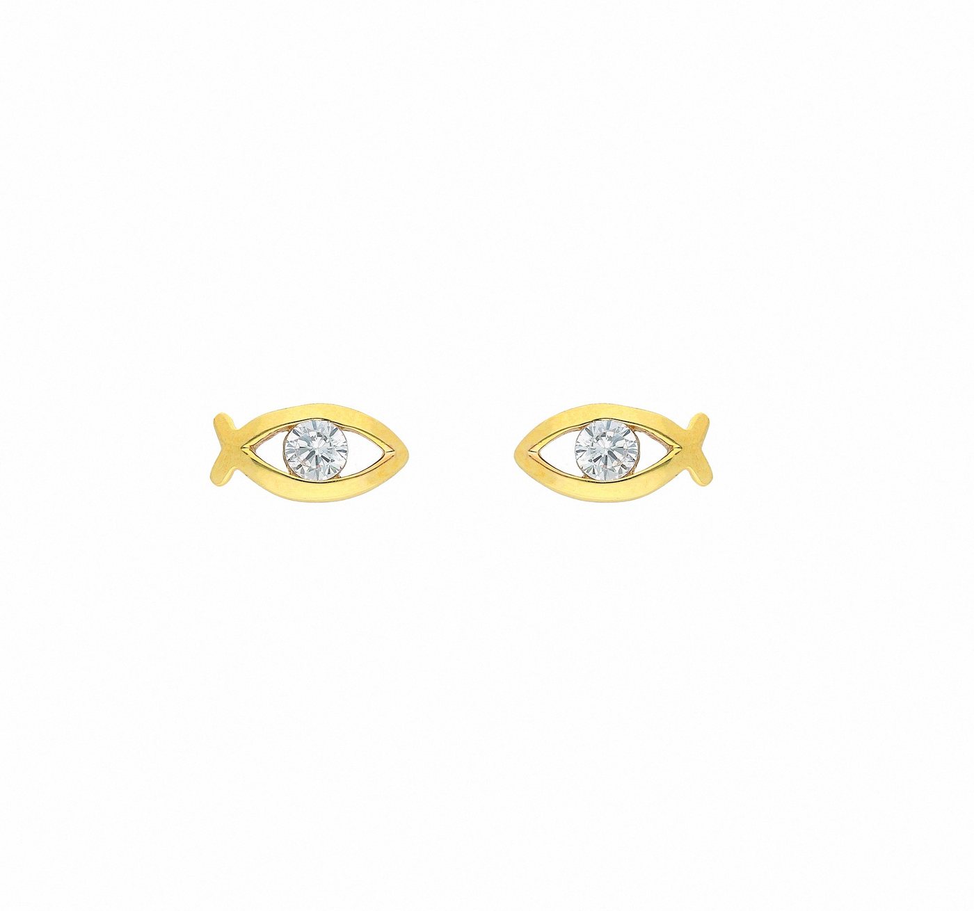 Adelia´s Paar Ohrhänger 1 Paar 333 Gold Ohrringe / Ohrstecker Fisch mit Zirkonia, mit Zirkonia Goldschmuck für Damen von Adelia´s