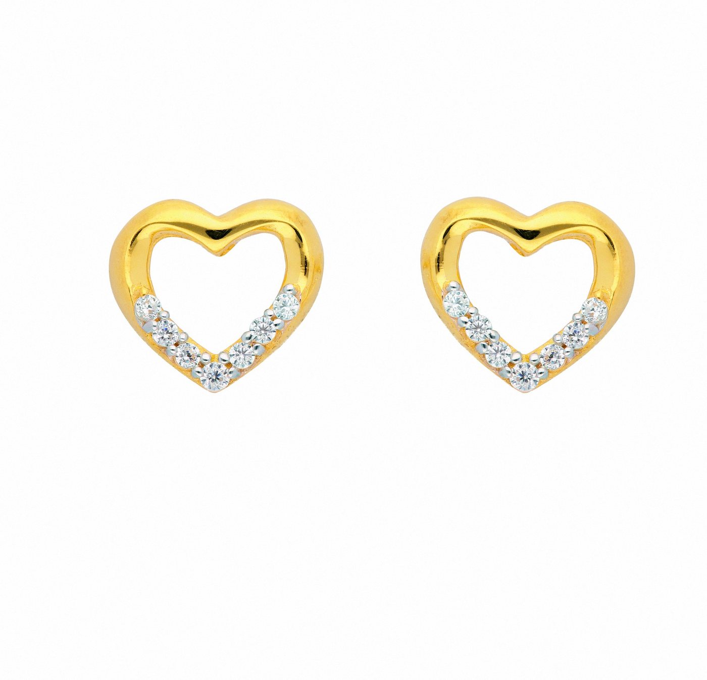 Adelia´s Paar Ohrhänger 1 Paar 333 Gold Ohrringe / Ohrstecker Herz mit Zirkonia, mit Zirkonia Goldschmuck für Damen von Adelia´s