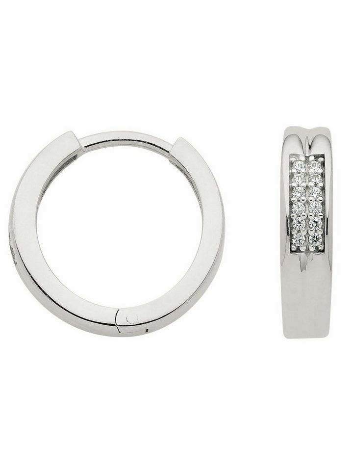 Adelia´s Paar Ohrhänger 1 Paar 333 Weißgold Ohrringe / Creolen mit Zirkonia, 333 Gold mit Zirkonia Goldschmuck für Damen von Adelia´s