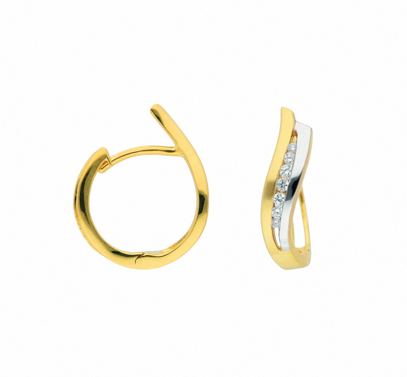 Adelia´s Paar Ohrhänger 1 Paar 585 Gold Ohrringe / Creolen mit Zirkonia, mit Zirkonia Goldschmuck für Damen von Adelia´s