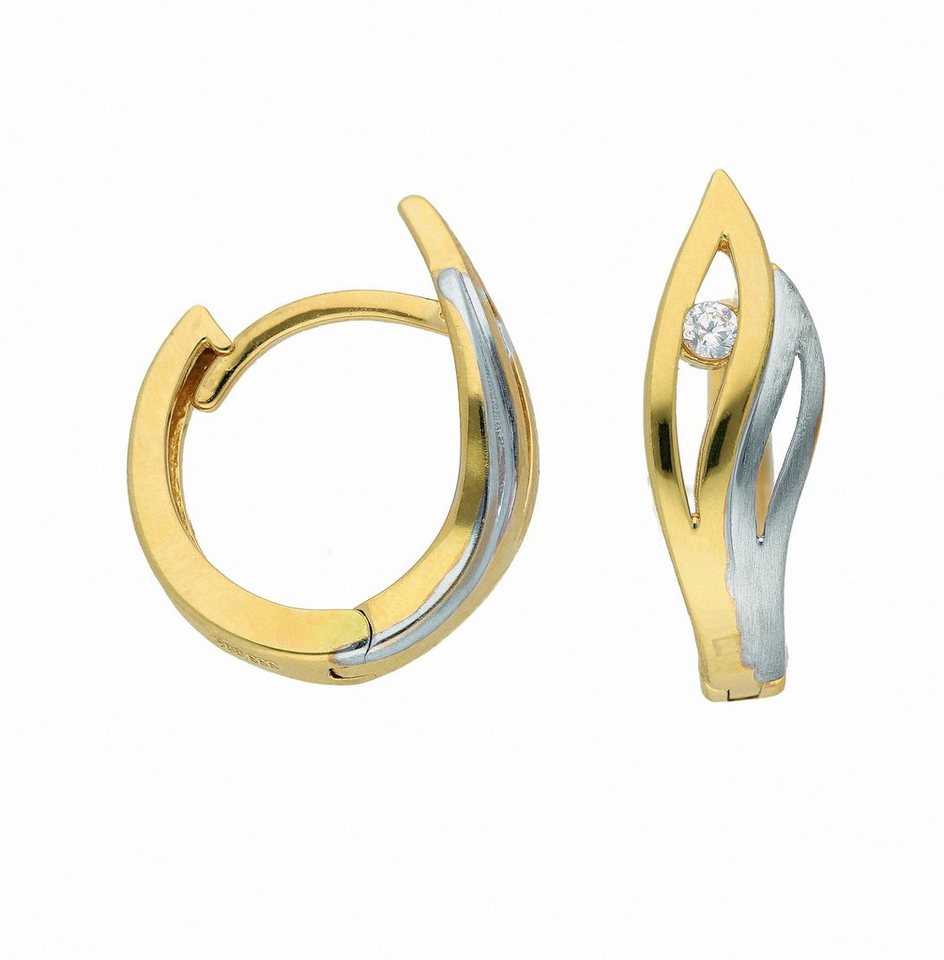 Adelia´s Paar Ohrhänger 1 Paar 585 Gold Ohrringe / Creolen mit Zirkonia, mit Zirkonia Goldschmuck für Damen von Adelia´s