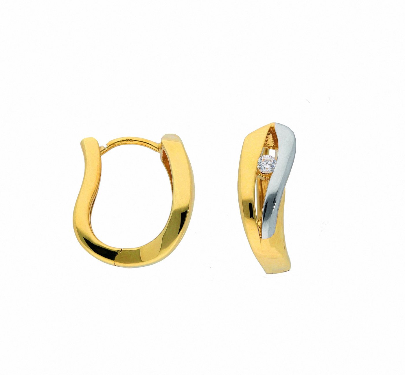 Adelia´s Paar Ohrhänger 1 Paar 585 Gold Ohrringe / Creolen mit Zirkonia, mit Zirkonia Goldschmuck für Damen von Adelia´s