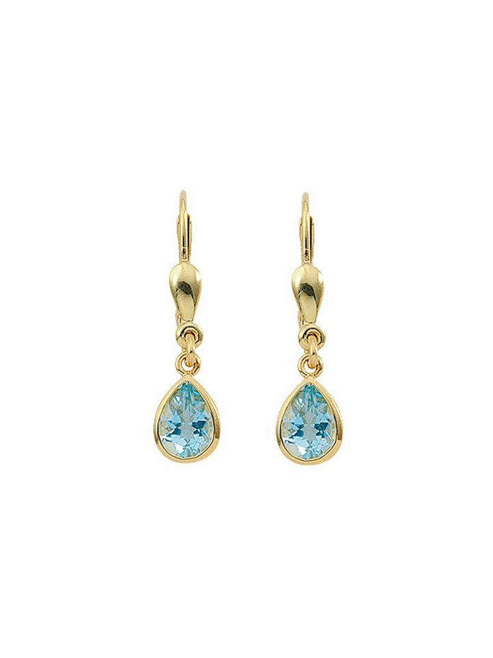 Adelia´s Paar Ohrhänger 1 Paar 585 Gold Ohrringe / Ohrhänger mit Aquamarin, 585 Gold mit Aquamarin Goldschmuck für Damen von Adelia´s