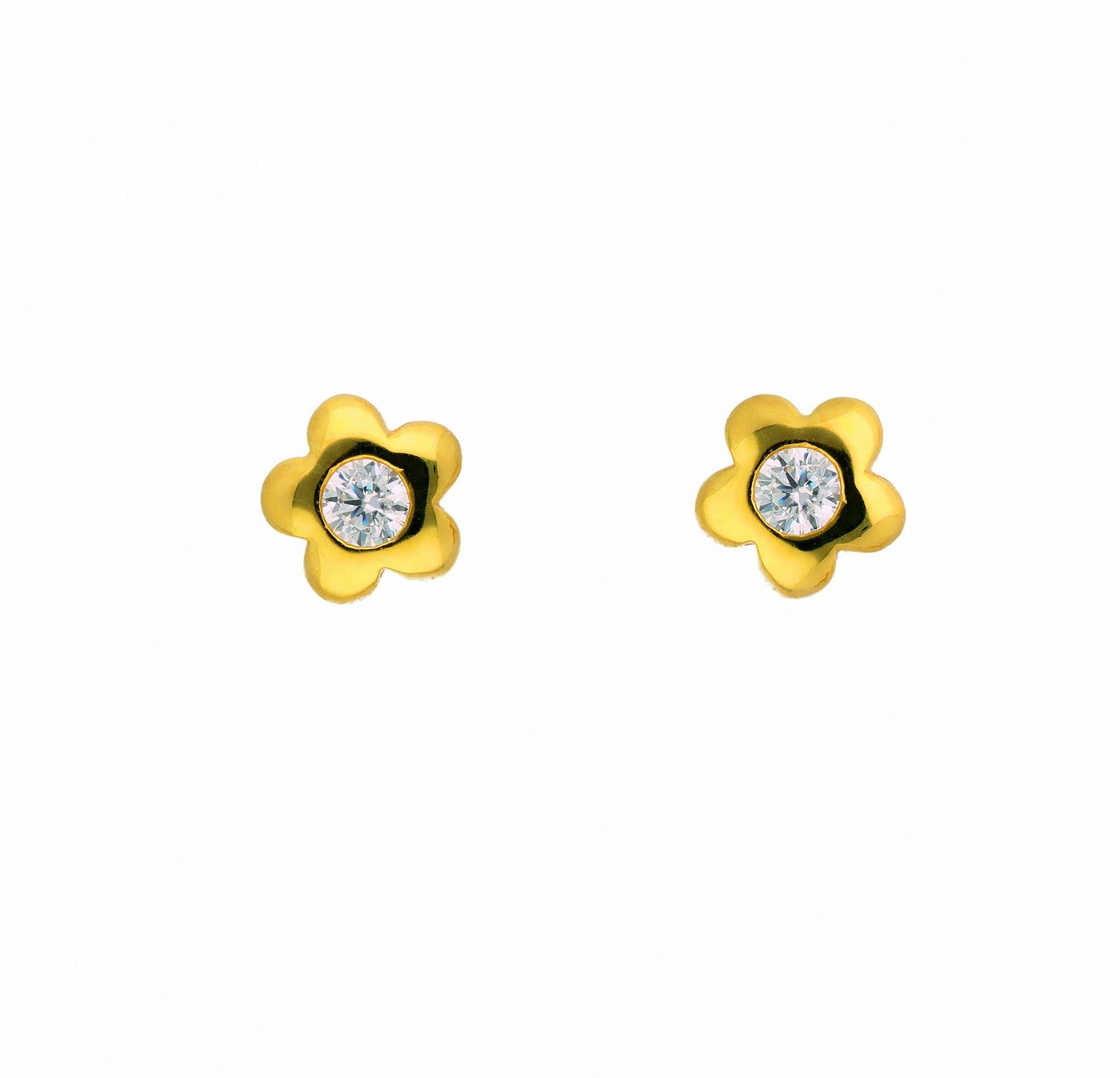 Adelia´s Paar Ohrhänger 1 Paar 585 Gold Ohrringe / Ohrstecker Blüte mit Zirkonia, mit Zirkonia Goldschmuck für Damen von Adelia´s