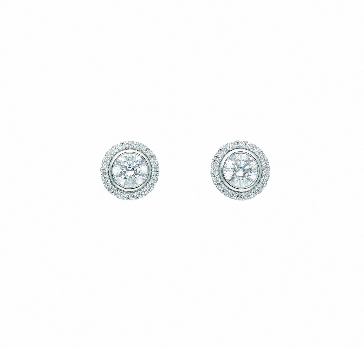 Adelia´s Paar Ohrhänger 1 Paar 585 Weißgold Ohrringe / Ohrstecker mit Zirkonia Ø 7 mm, mit Zirkonia Goldschmuck für Damen von Adelia´s