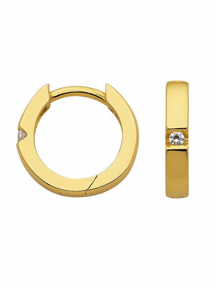 Adelia´s Paar Ohrhänger 1 Paar 925 Silber Ohrringe / Creolen mit Zirkonia Ø 12 mm, 925 Sterling Silber mit Zirkonia Silberschmuck für Damen von Adelia´s