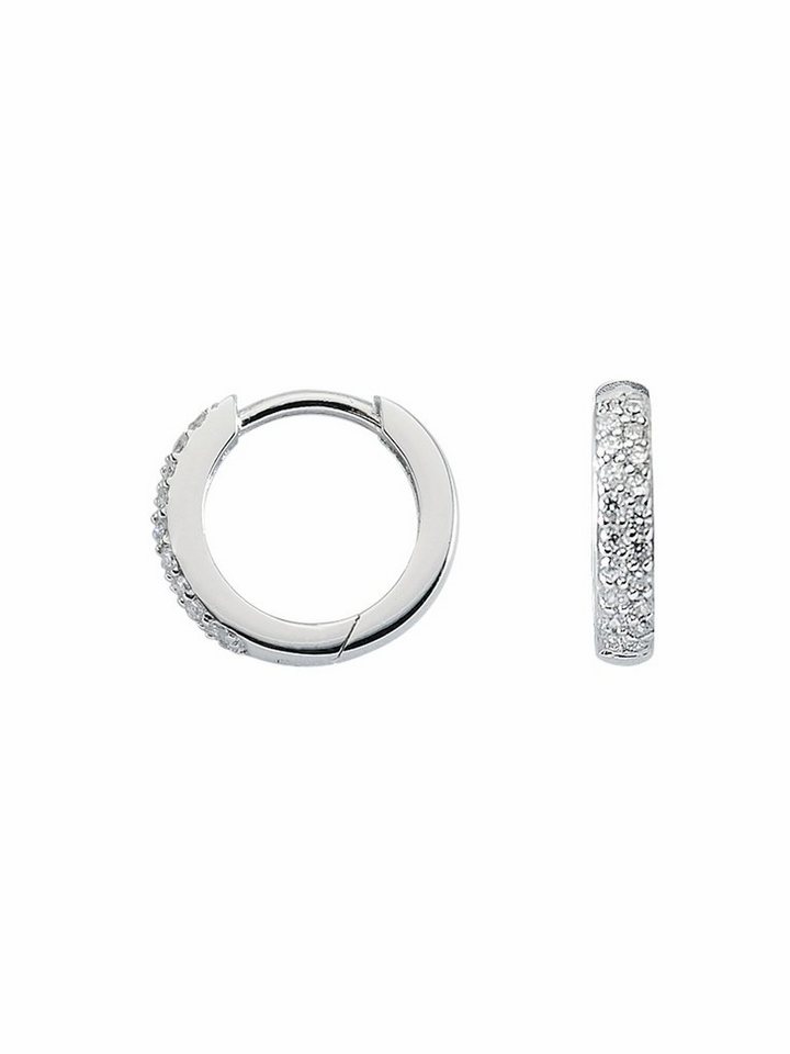 Adelia´s Paar Ohrhänger 1 Paar 925 Silber Ohrringe / Creolen mit Zirkonia Ø 13,1 mm, 925 Sterling Silber mit Zirkonia Silberschmuck für Damen von Adelia´s